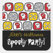 漫画のスカルとボーンズキッドのハローウィンパーティ スクエアシール (正面)