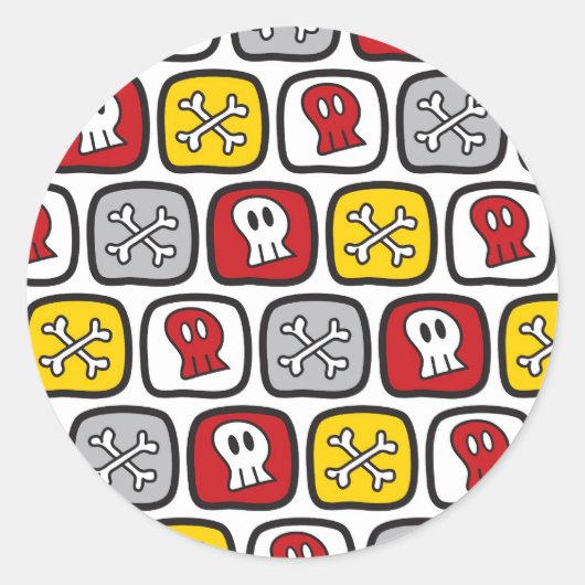 漫画のスカルとボーンズキッドのハローウィンパーティ ラウンドシール (正面)