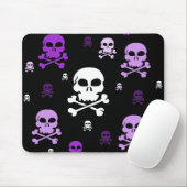漫画のスカルのコラージュ-紫色 マウスパッド (マウス)