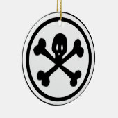 漫画のスカル及び骨が交差した図形のロゴ セラミックオーナメント (右)