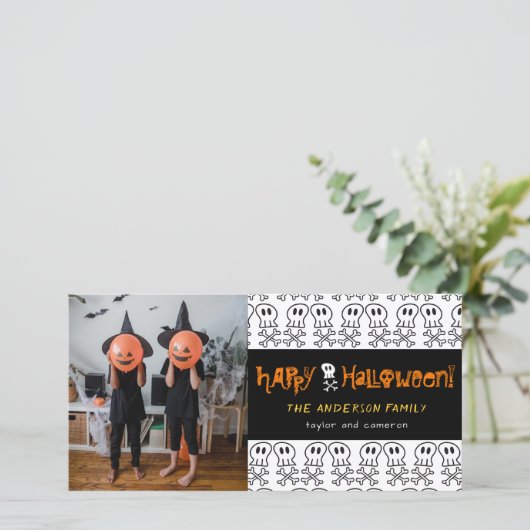 漫画のスカル&ボーンズKidのハッピーハローウィン写真 カード (スタンド正面)