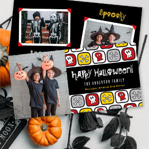 漫画のスカル&ボーンズKidのハッピーハローウィン写真 シーズンカード