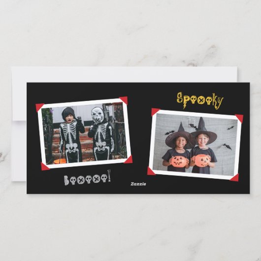 漫画のスカル&ボーンズKidのハッピーハローウィン写真 シーズンカード (裏面)