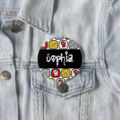 漫画のスカル&ボーンハローウィンパーティ名タグ 缶バッジ (インサイチュ)