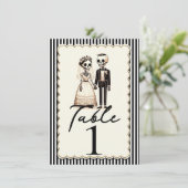 漫画のスケルトン新郎新婦結婚のテーブル番号 招待状 (スタンド正面)