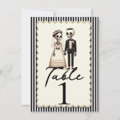 漫画のスケルトン新郎新婦結婚のテーブル番号 招待状 (裏面)