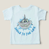 漫画のスタイルで笑顔のサメ – 人生へのスマイル (デザイン正面)