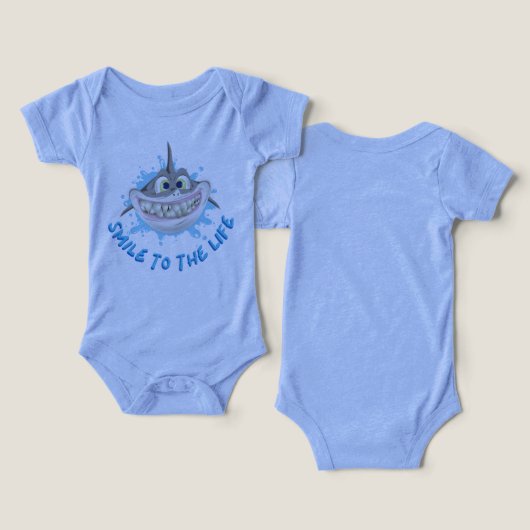 漫画のスタイルで笑顔のサメ – 人生へのスマイル (デザイン正面&裏面)