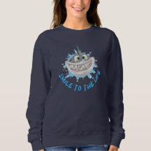 漫画のスタイルで笑顔のサメ – 人生へのスマイル