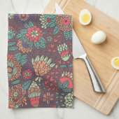 漫画のスタイルのカラフルな花パターン キッチンタオル (四つ折り)