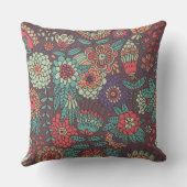 漫画のスタイルのカラフルな花パターン クッション (裏面)