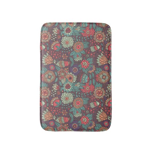 漫画のスタイルのカラフルな花パターン バスマット (正面縦)