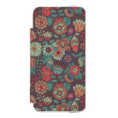 漫画のスタイルのカラフルな花パターン INCIPIO iPhoneウォレットケース (フォリオ 正面)