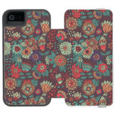 漫画のスタイルのカラフルな花パターン INCIPIO iPhoneウォレットケース (フォリオ Open)