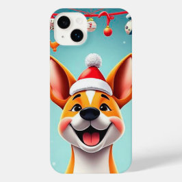 漫画のスタイルのクリスマス犬 iPhone 14 PLUSケース