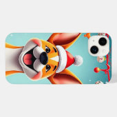 漫画のスタイルのクリスマス犬 iPhoneケース (裏面横)