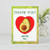 漫画のスタイルアボカドの赤いハート。ヴィンテージ サンキューカード (スタンド正面)