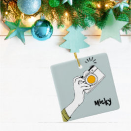 漫画のスタイルクリックハンドのカメラオーナメント セラミックオーナメント