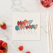 漫画のスタイルハッピーバースデーバルーン文字 スタンダードカクテルナプキン (インサイチュ)