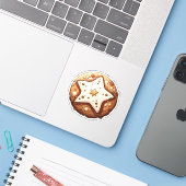 漫画のスタイルラウンドクリスマスクッキーと星 シール (ノートパソコンとiPhone)