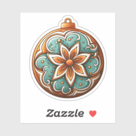 漫画のスタイルラウンドクリスマスクッキーと花 シール