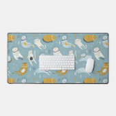 漫画のスタイル宇宙猫パターン デスクマット (キーボード&マウス)