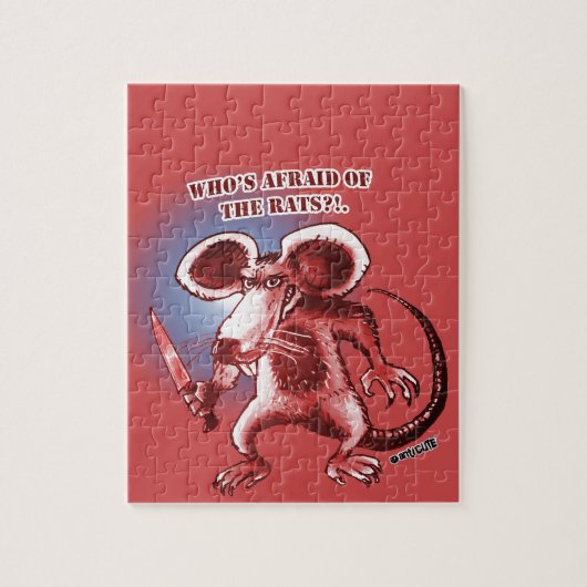 漫画のスタイル怒ラットホワイターナイフ ジグソーパズル (縦)