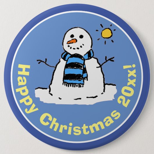 漫画のスタイル雪だるまアットクリスマス 缶バッジ (正面)