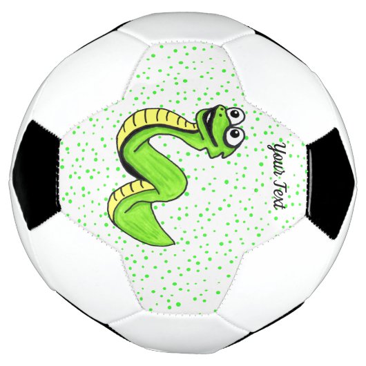 漫画のスネーク鮮やかグリーンイエローオン水玉模様 サッカーボール (回転)