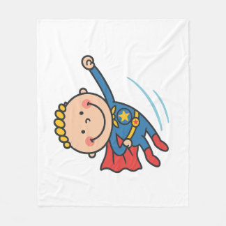 漫画のスーパーヒーロー少年 飛行 キッズTシャツ フリースブランケット