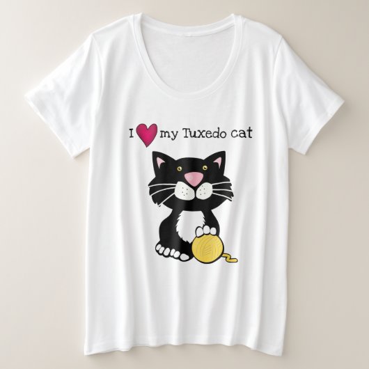 漫画のタキシード猫Tシャツ プラスサイズTシャツ (デザイン正面)