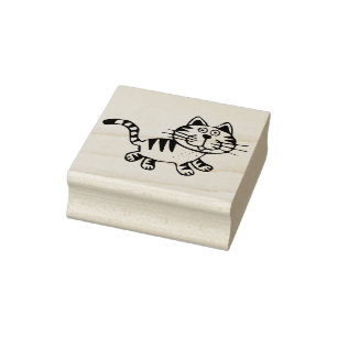 漫画のタビー猫のアートスタンプ ラバースタンプ