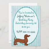 漫画のダックスフントの子供の誕生日の招待状 招待状 (正面/裏面)