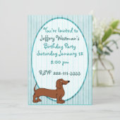 漫画のダックスフンドの子供の誕生日招待状 招待状 (スタンド正面)