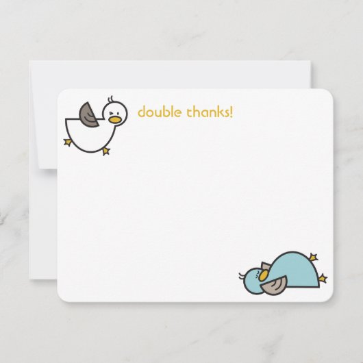 漫画のダック/ダクリングツツインベビーシャワー/誕生 サンキューカード (正面)