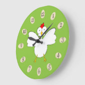 漫画のチキンイラストレーション ラージ壁時計 (傾斜)