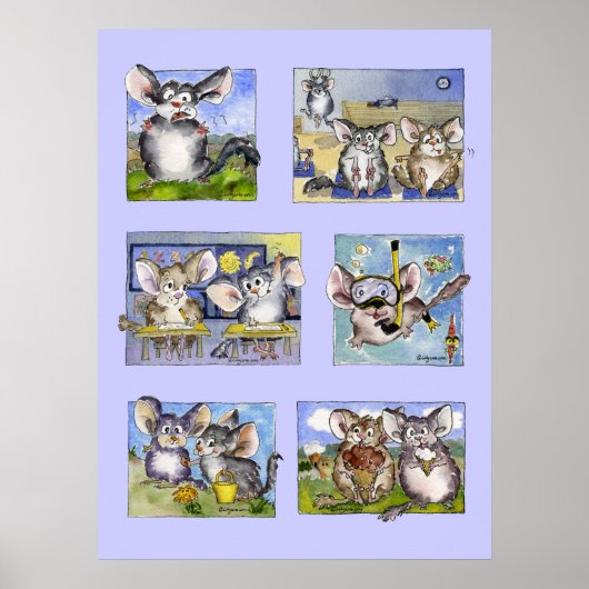 漫画のチンチラがかわいいカスタムポスタープリント ポスター (正面)