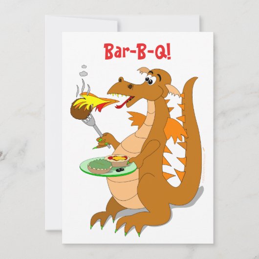 漫画のドラゴンのバーB Qのパーティの招待状のテンプレート 招待状 (正面)