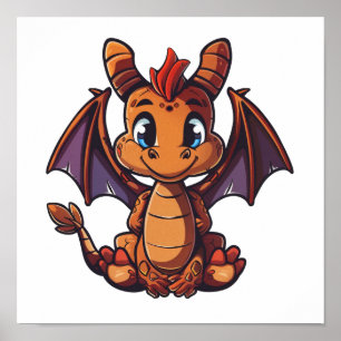 漫画のドラゴンイラストレーション ポスター