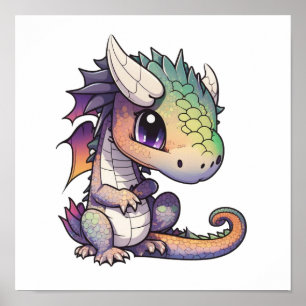 漫画のドラゴンイラストレーション ポスター