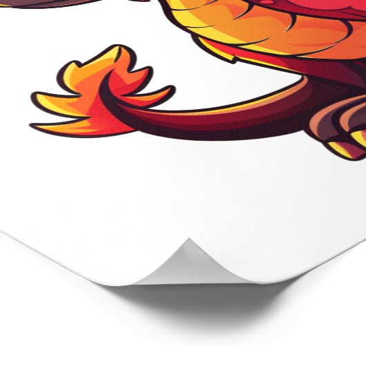 漫画のドラゴンイラストレーション ポスター (角)