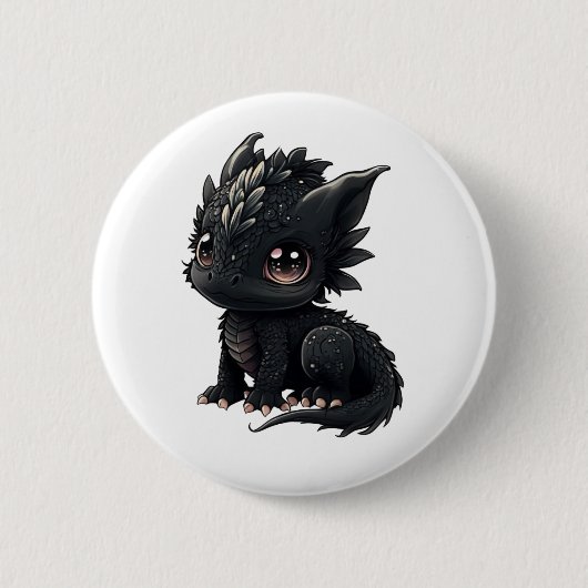 漫画のドラゴンイラストレーション 缶バッジ (正面)