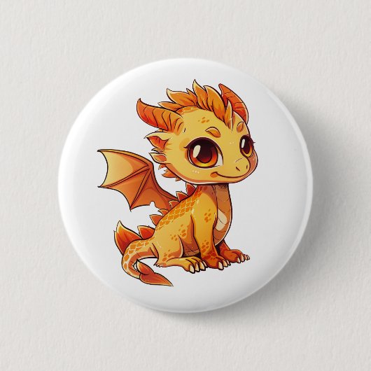 漫画のドラゴンイラストレーション 缶バッジ (正面)