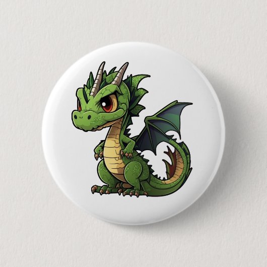 漫画のドラゴンイラストレーション 缶バッジ (正面)