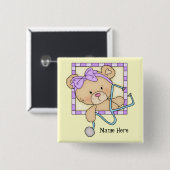 漫画のナースクマの名前の追加ボタン 缶バッジ (正面&裏面)
