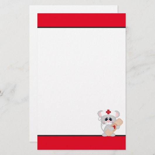 漫画のナースマウスおもしろい固定 便箋 (正面/裏面)