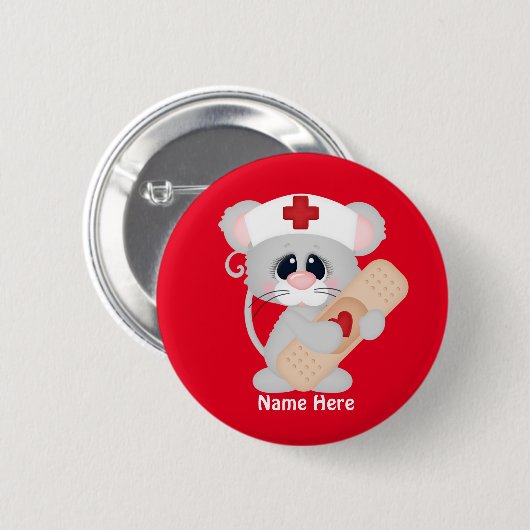 漫画のナースマウスの名前の追加ボタン 缶バッジ (正面&裏面)