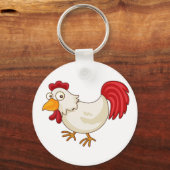 漫画のニワトリ 白い鶏 キーホルダー (正面)