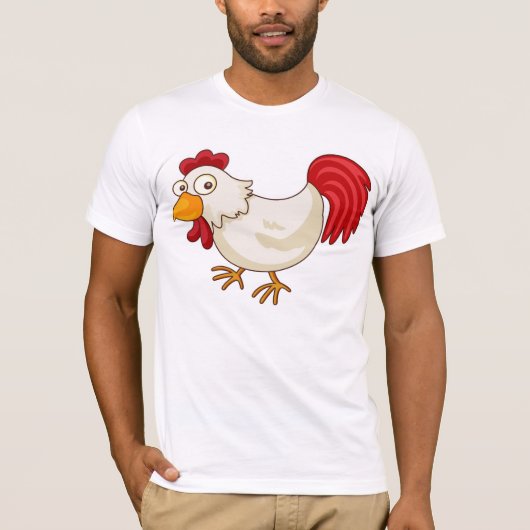 漫画のニワトリ 白い鶏 Tシャツ (正面)
