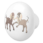 漫画のヌビアンヤギの子供 セラミックノブ (右)